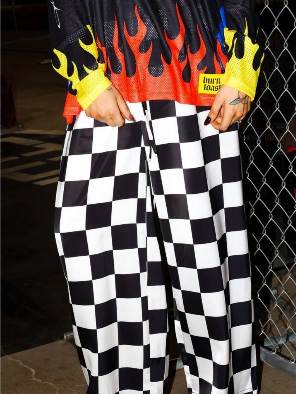 Burnt Toast - Fast Lane Checkerboard Wide Leg Pants (2X/3X)